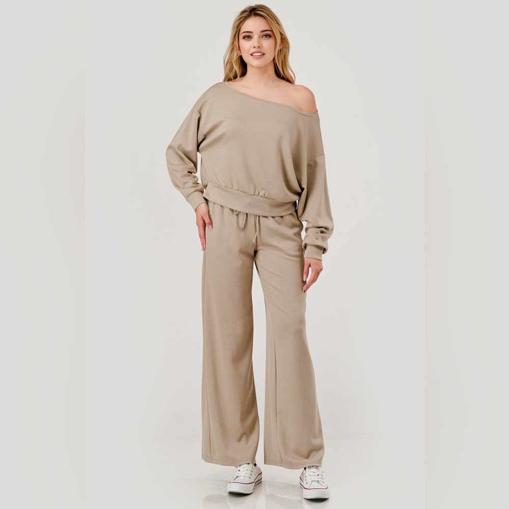 Shosho Beige Wide Leg Jumpsuit